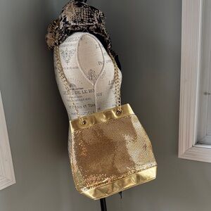 La Regale vintage gold mesh large shoulder crossbody handbag purse EVC